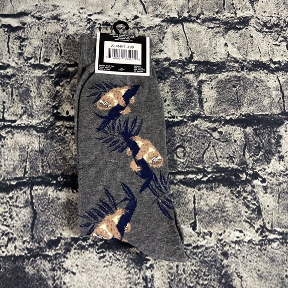 Fun Circle Men's Gray Sloth Sox size 10-13 Crew Socks 1 Pair Shoe sz 6-12 - Picture 5 of 7